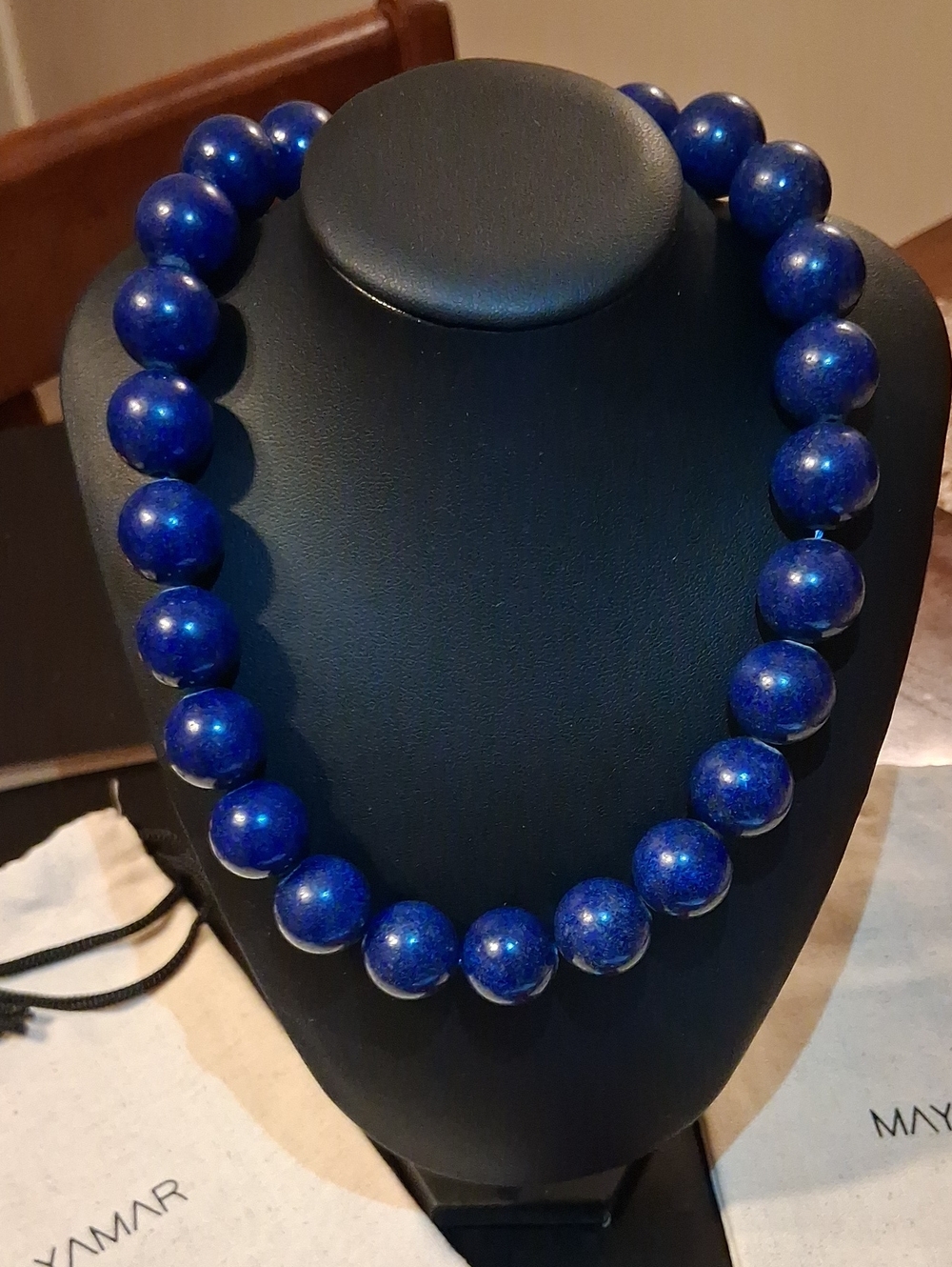 Lapis Lazuli Oval Pebble Bead Deep Blue Necklace New
